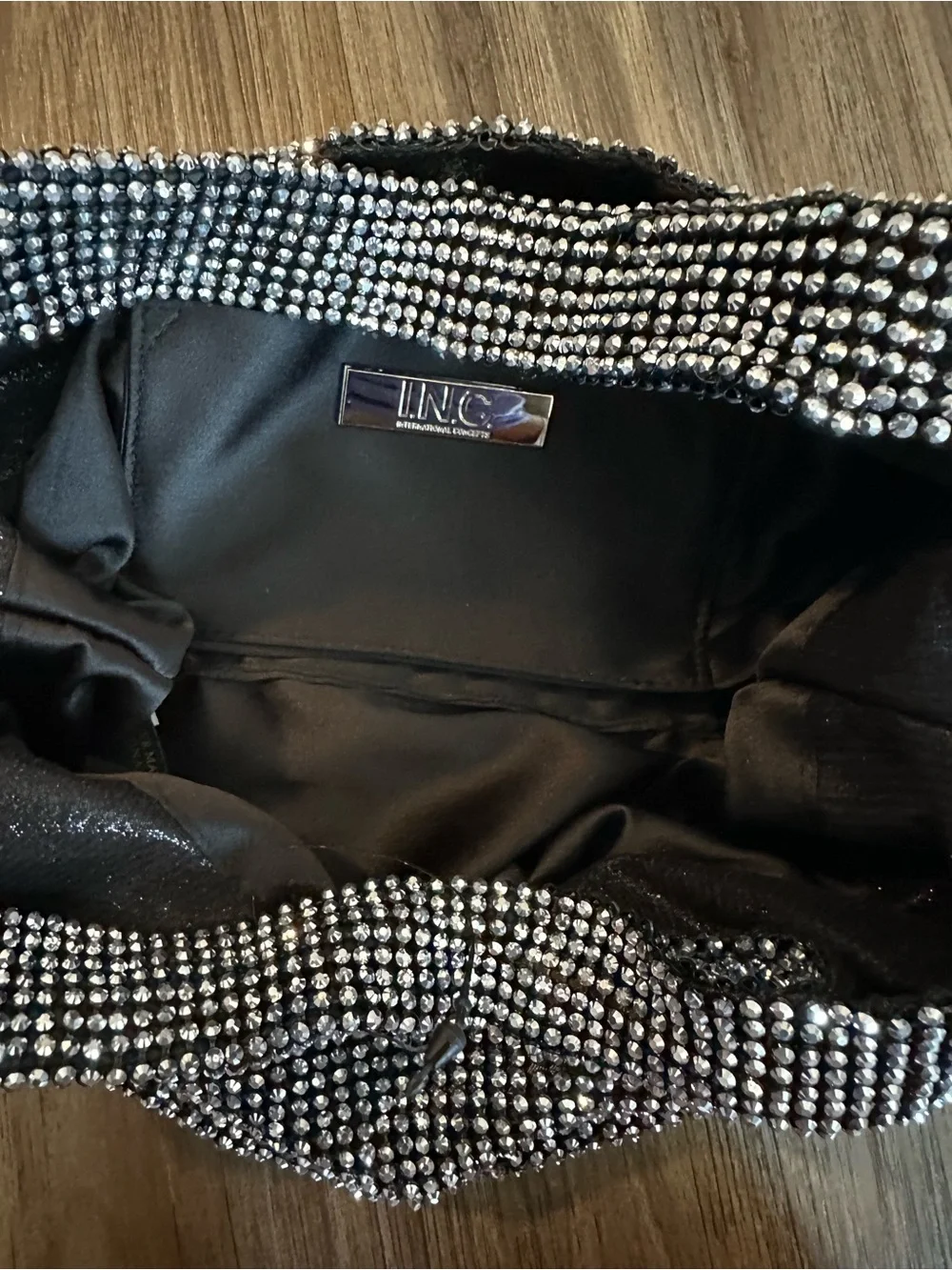 INC International Concepts Black Rhinestone Shoulder Bag